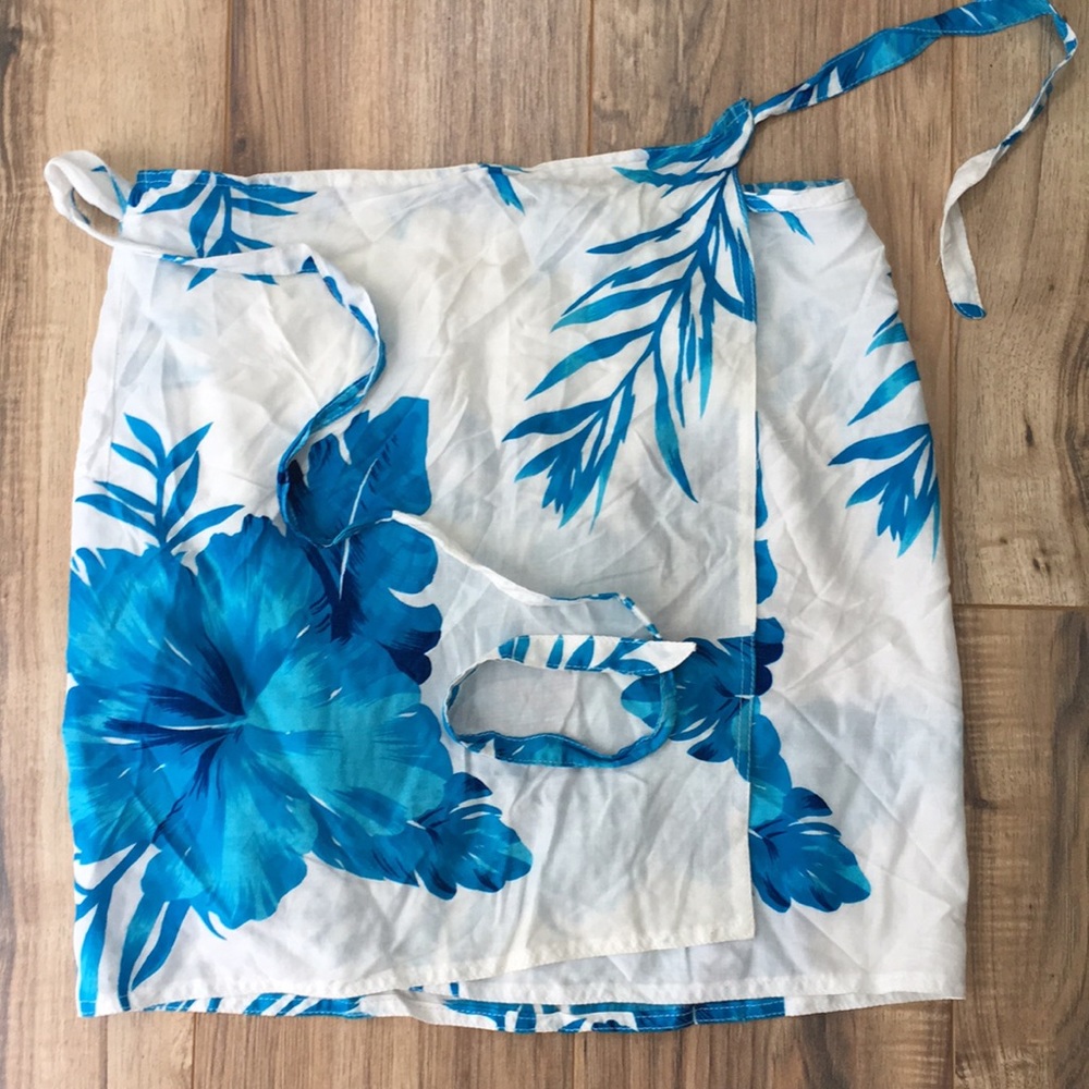 Bathing suit pareo cover up swimsuit blue hibiscus
